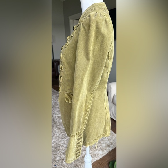 Free People Denim Seamed and Structured Military Jacket in Olive Green, Small - Picture 3 of 9